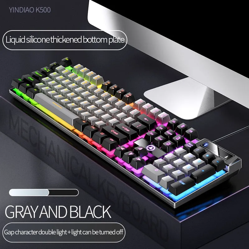 104 Keys Gaming Keyboard Wired Keyboard Color Matching Backlit Mechanical Feel Computer E-sports Peripherals for Desktop Laptop