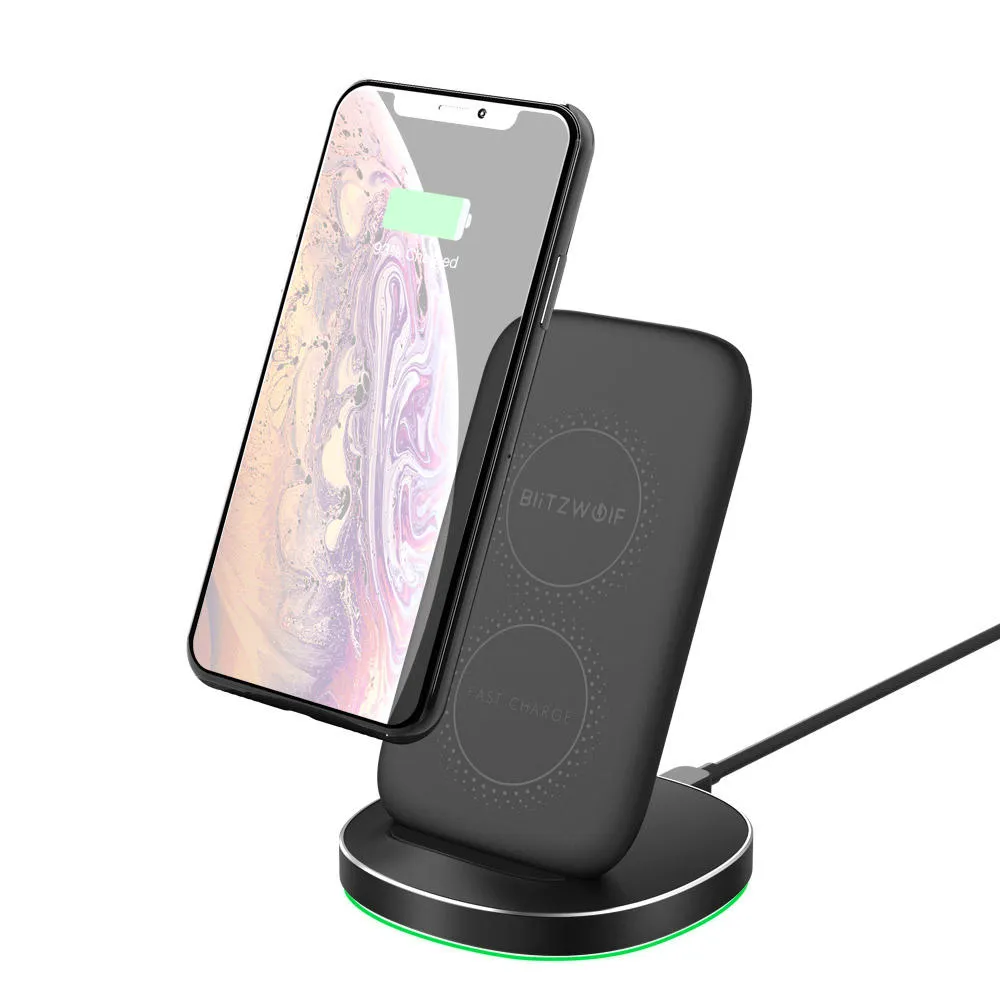 10W Dual Coils Wireless Fast Charger Pad Holder for Qi Enabled Smartphones