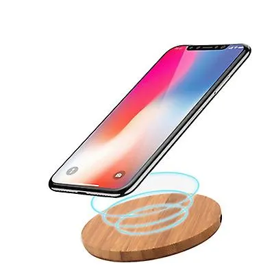 10W Round shape 10W Portable Wireless Charger, Slim Wood Charging Pad AZ10046