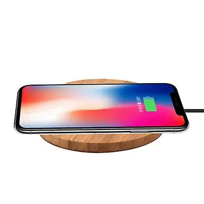 10W Round shape 10W Portable Wireless Charger, Slim Wood Charging Pad AZ10046