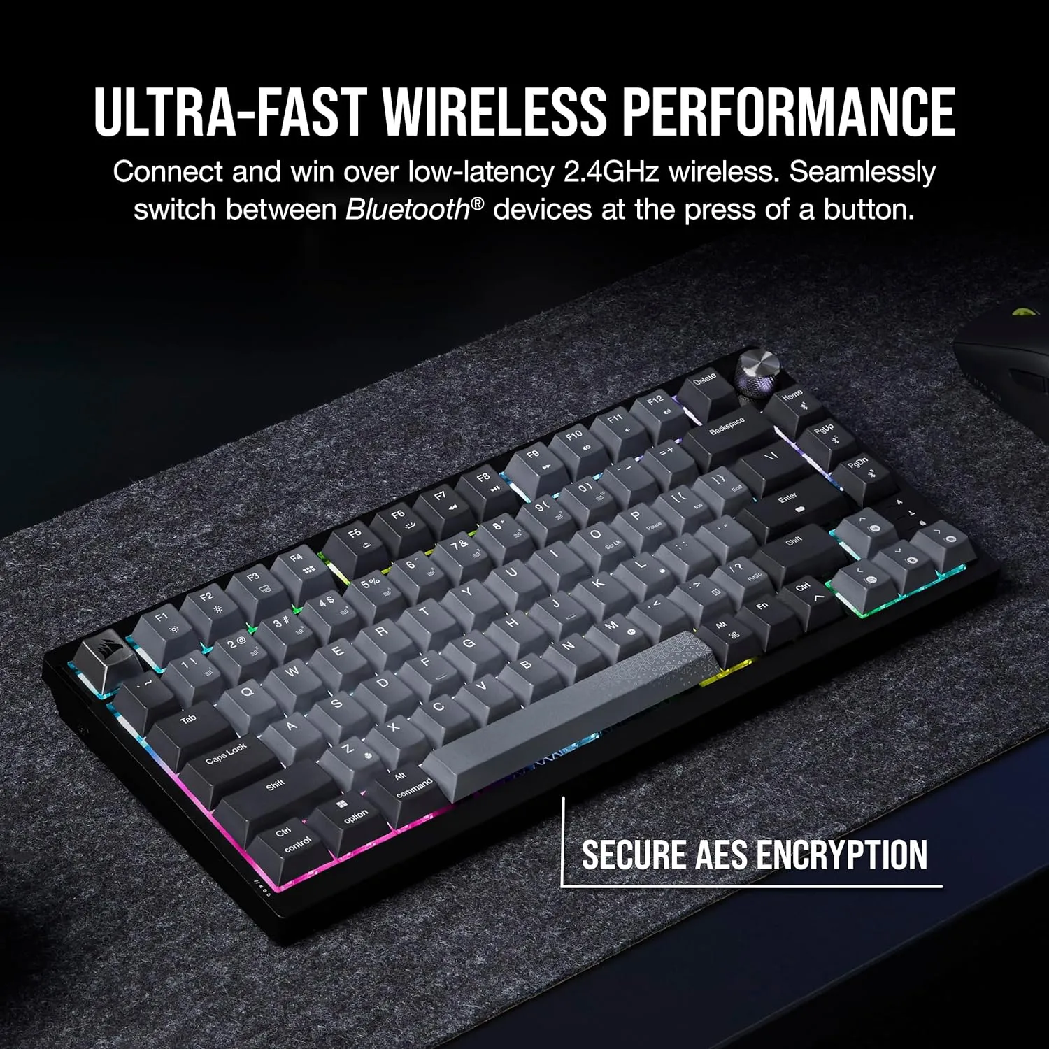 [12月聖誕優惠] Corsair K65 PLUS WIRELESS TACTILE 75% RGB Gray (灰色) 機械遊戲鍵盤 - CH-91D401L-NA