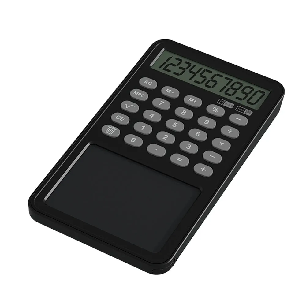 12 Digit Calculator with LCD Writing Board Left Hand Portable Drawing Draft Board Office Finance Calculator for School and Working