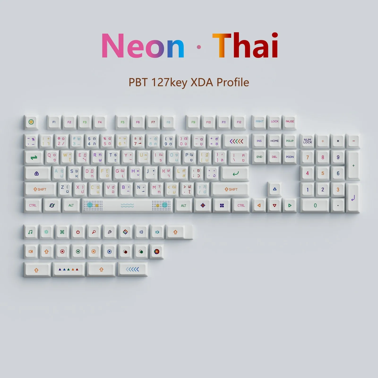 127keys PBT Keycap XDA Profile English Korean Thai |  RGB Mechanical Keyboard for Cherry MX Switch