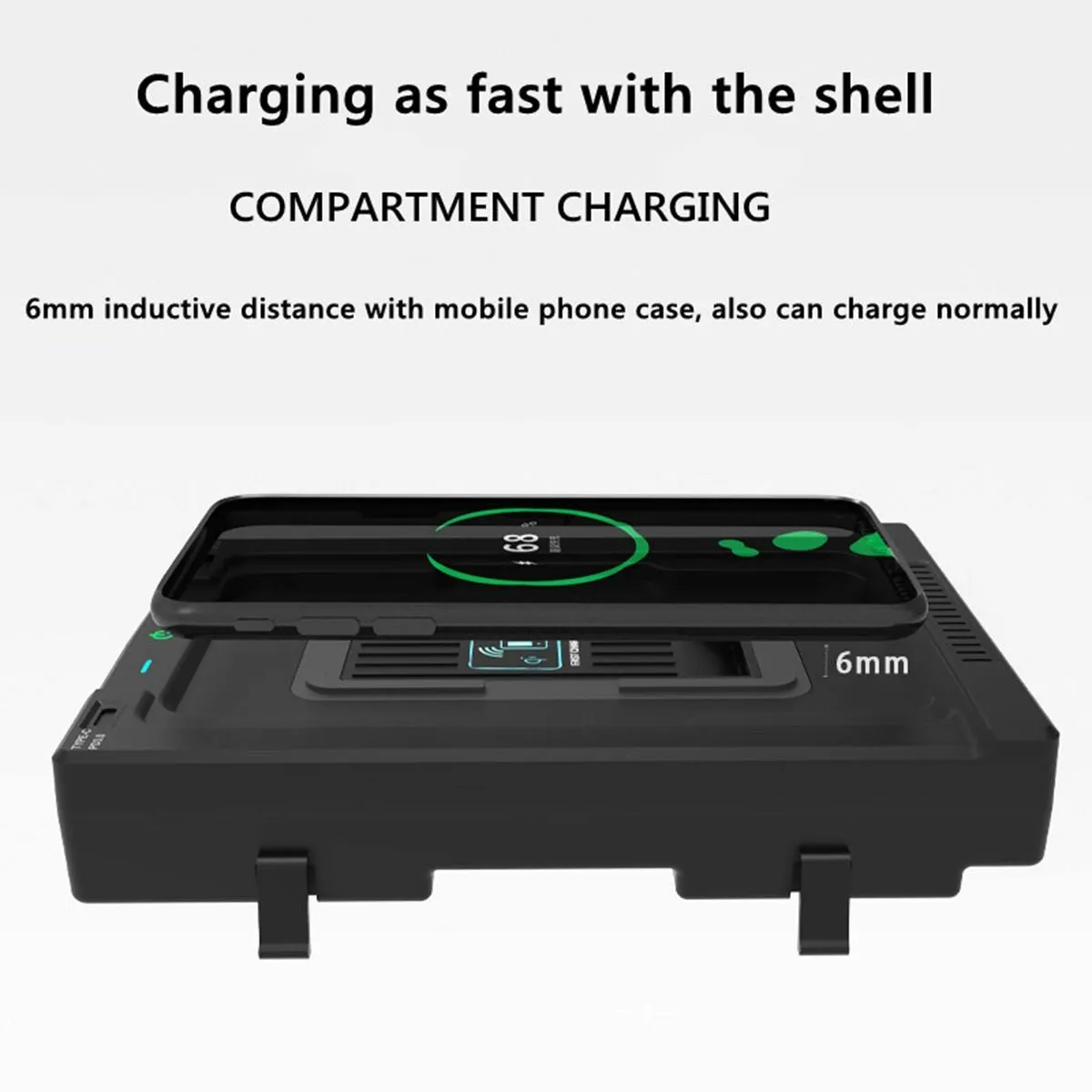 15W Car Wireless Charger Dual Fast Charging USB QC3.0 Type-C For Toyota Highlander/Crown Kluger 2022