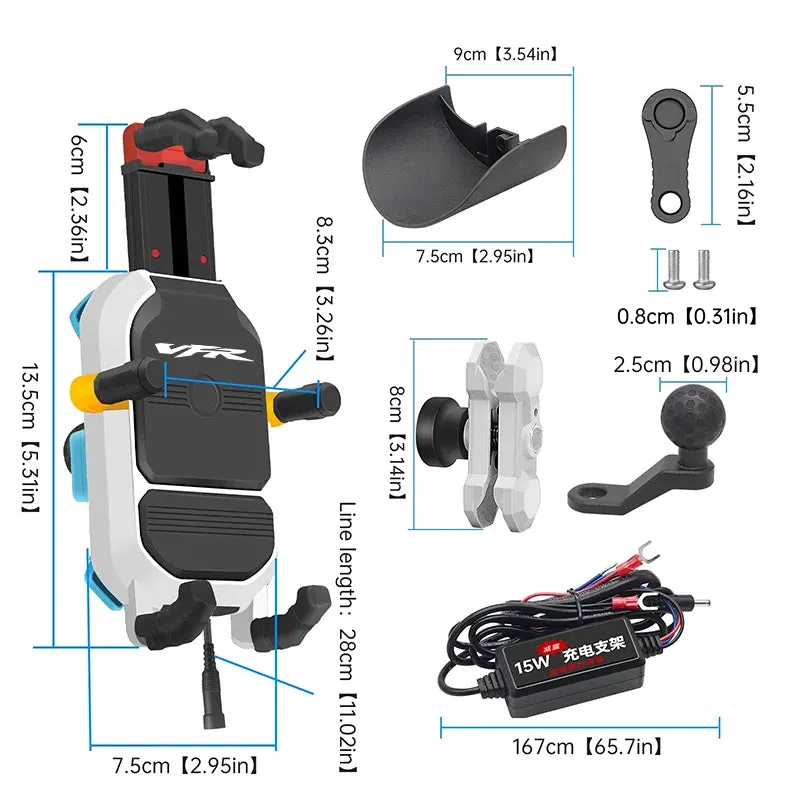 15W Wireless Motorcycle Phone Holder for Honda Varadero & XADV