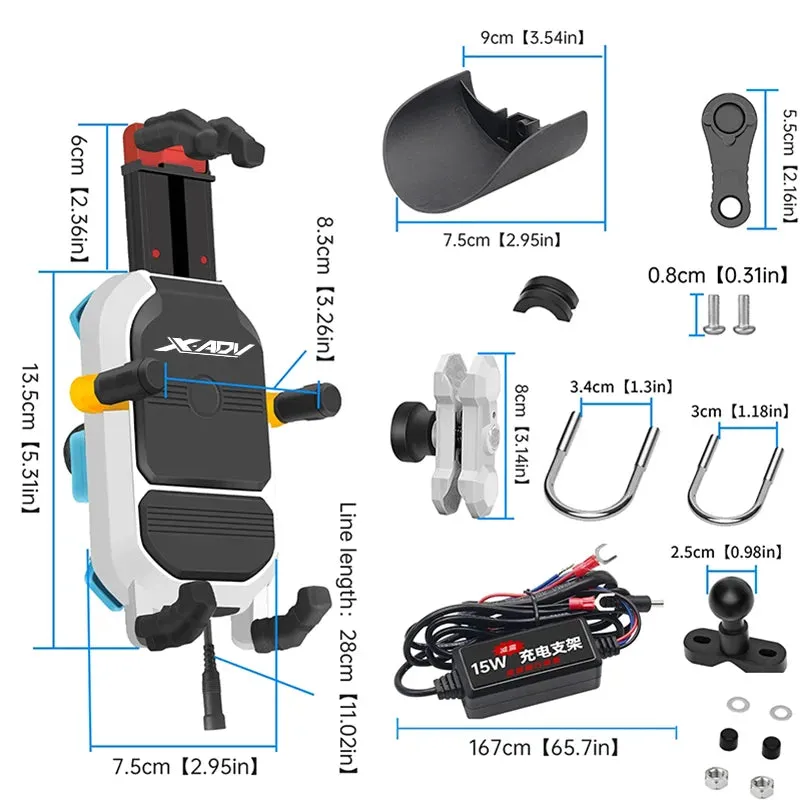 15W Wireless Motorcycle Phone Holder for Honda Varadero & XADV