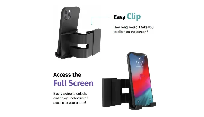 2-Pack: Computer Monitor Phone Mounts - Clips on Screen with NO Assembly Required - Ships Quick!