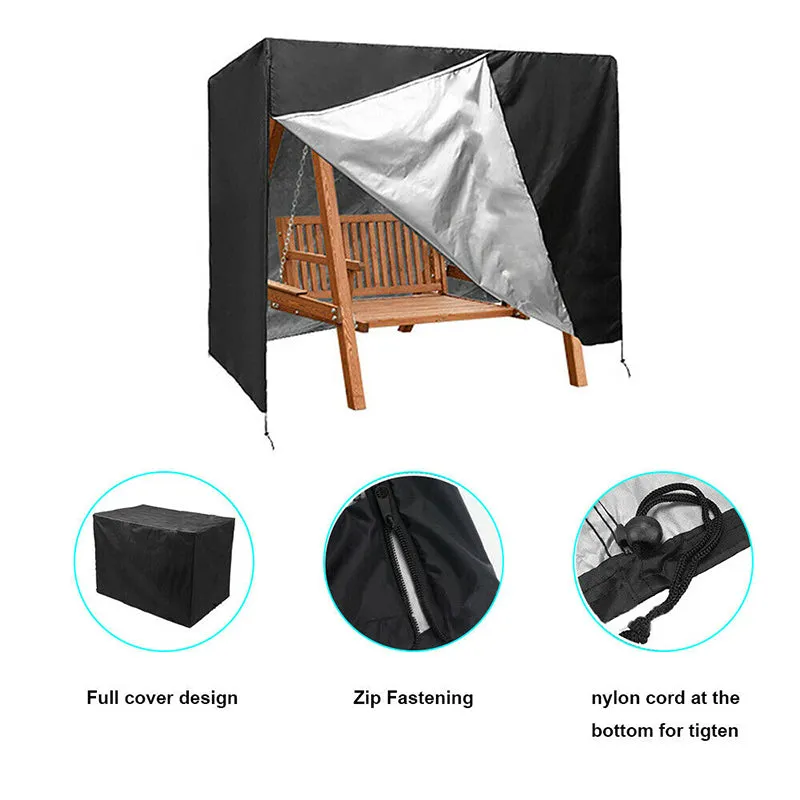 210D Waterproof 3 Seater Patio Swing Chair Sunscreen Protective Cover