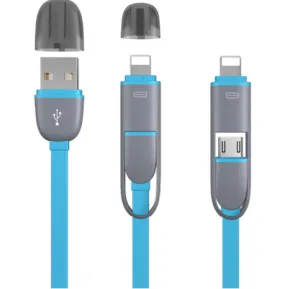 3 FT  2 in 1 Exchangeable Head Multi Cable for Phone & Android/ Micro USB  * 5 COLORS* (sold by the piece or dozen)