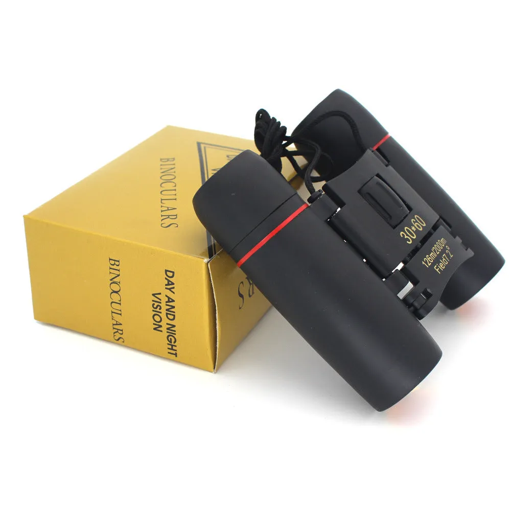 30x60 Compact Foldable Binoculars Roof Prism Pocket Telescope Camping Travel Sightseeing