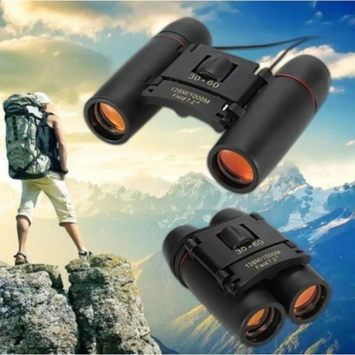 30x60 Compact Foldable Binoculars Roof Prism Pocket Telescope Camping Travel Sightseeing