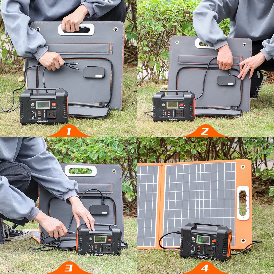 60W 18V Portable Solar Panel;  Flashfish Foldable Solar Charger with 5V USB 18V DC Output Compatible with Portable Generator;  Smartphones;  Tablets and More