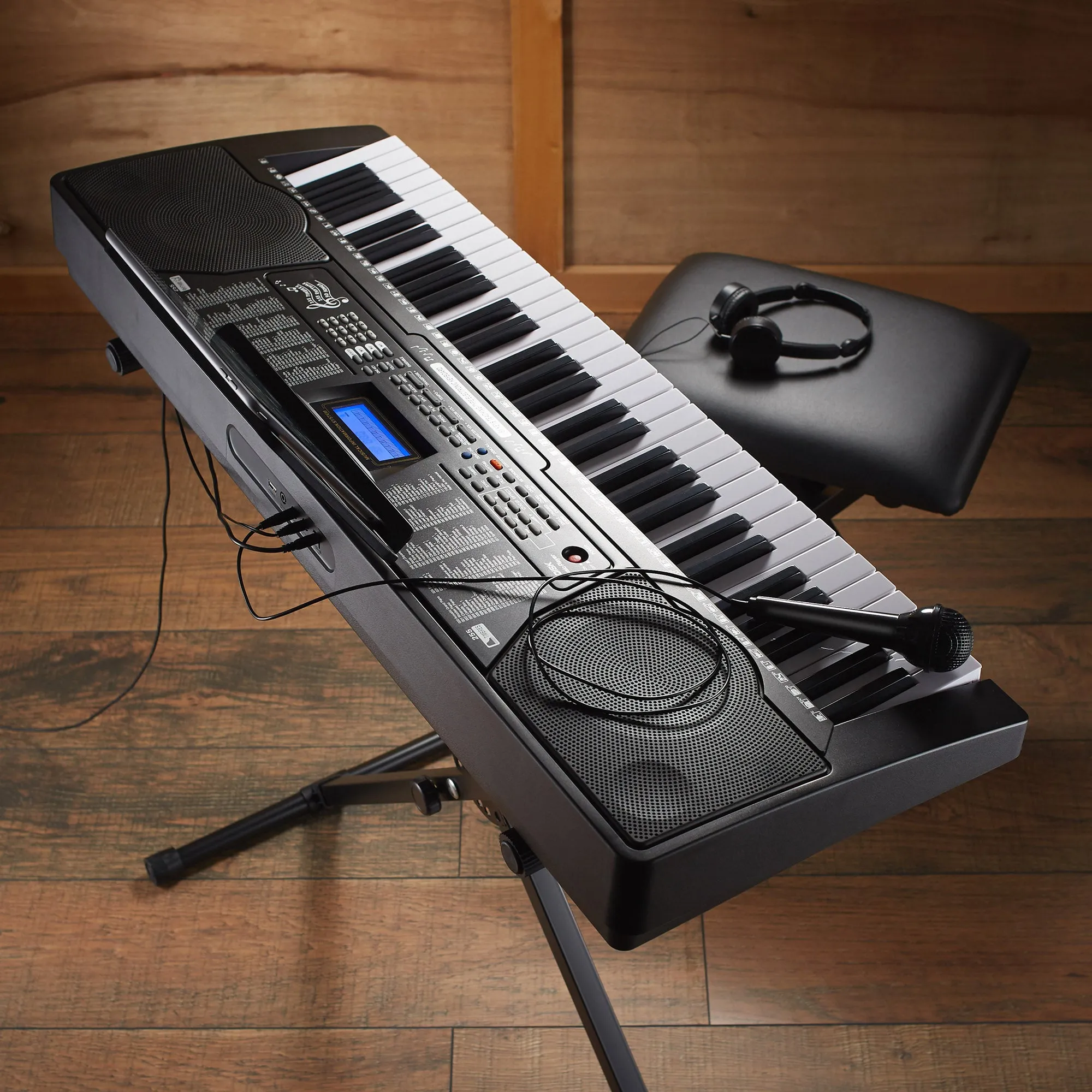 61-Key Digital Keyboard Piano with Full-Size Keys - Beginner Kit - Includes Stand and Bench