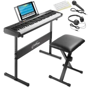 61-Key Digital Keyboard Piano with Full-Size Keys - Includes Stand and Bench