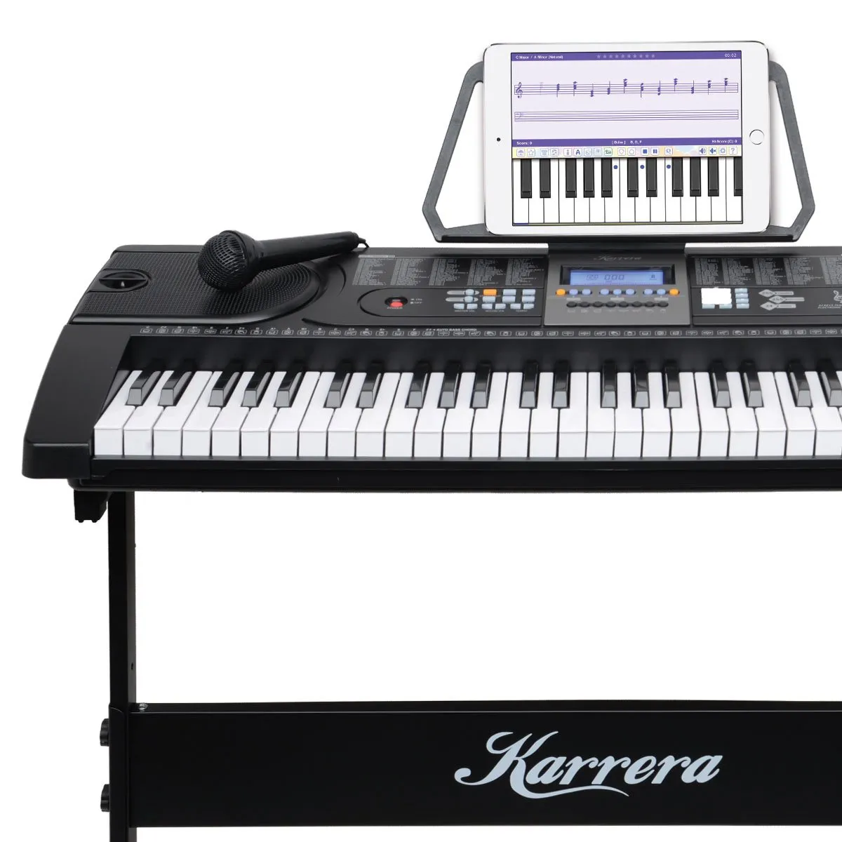 61-Key Electronic Keyboard Piano, 255 Rhythms, Stand, Black