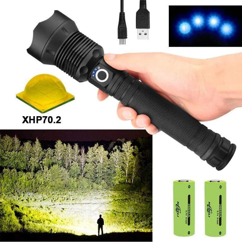 90000 Lumens XHP70.2 Most Powerful Flashlight