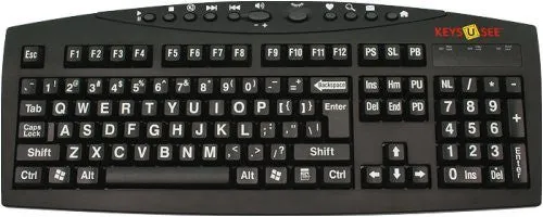 AbleNet Large Print English Black Keyboard with White Letters for the Visually Impaired (MG1512)