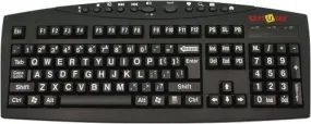 AbleNet Large Print English Black Keyboard with White Letters for the Visually Impaired (MG1512)