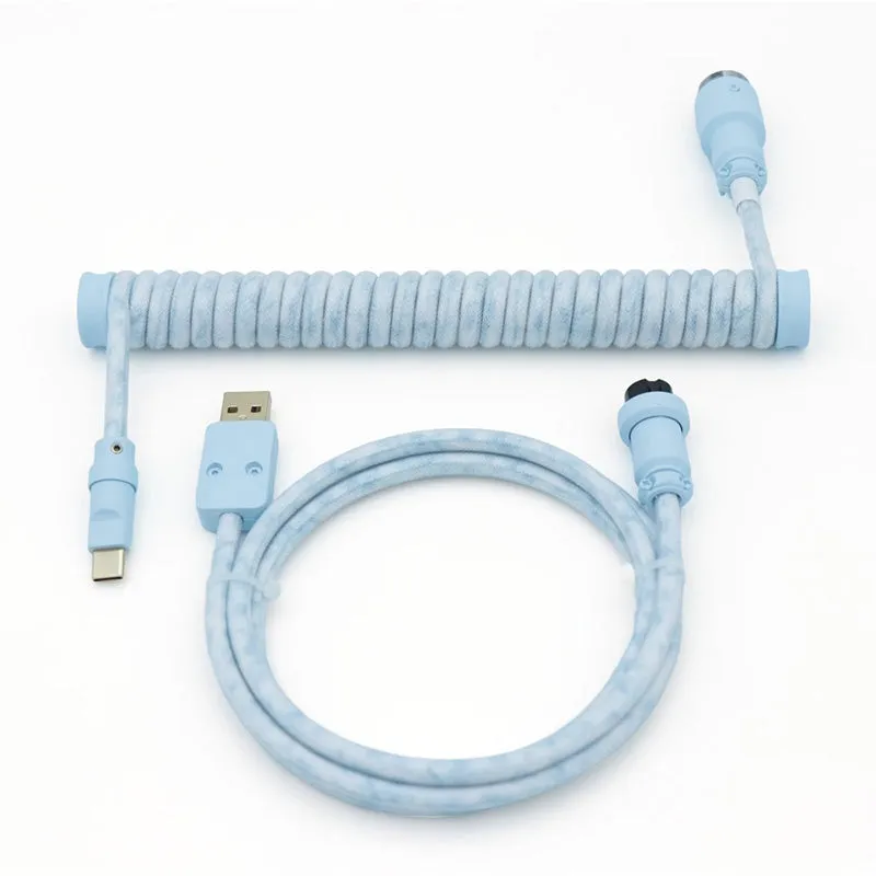 ACGAM Rain Blue Custom Coiled Aviator Cable USB-C