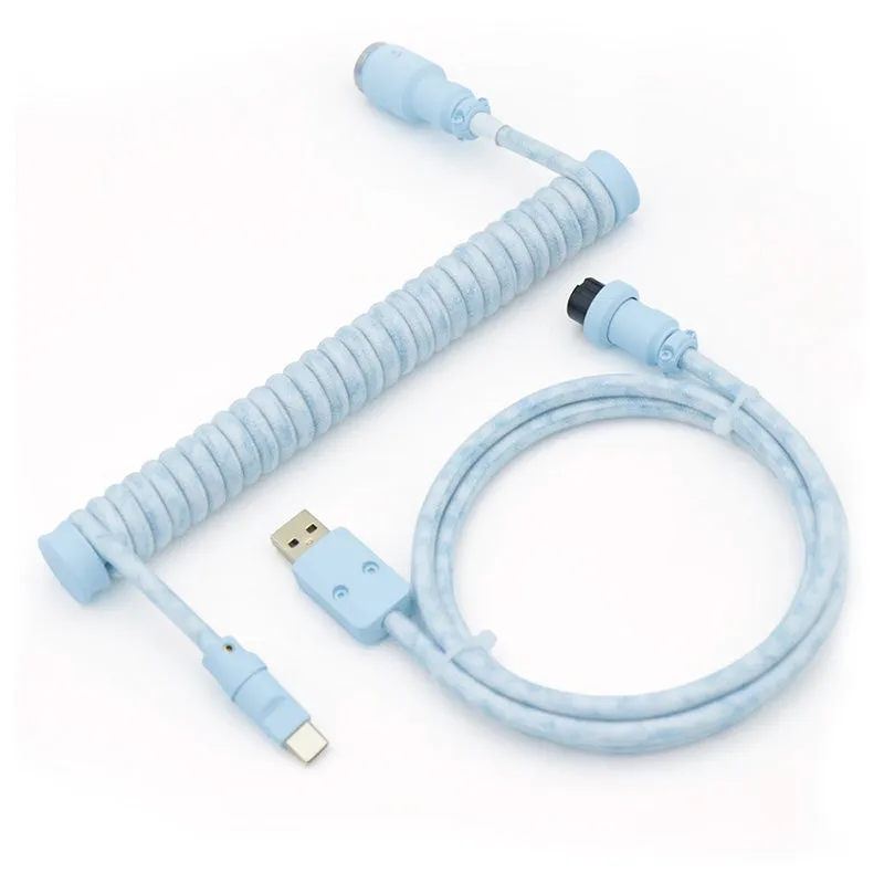 ACGAM Rain Blue Custom Coiled Aviator Cable USB-C