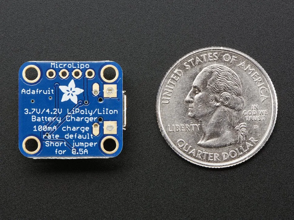 Adafruit Micro Lipo w/MicroUSB Jack - USB LiIon/LiPoly charger - v1