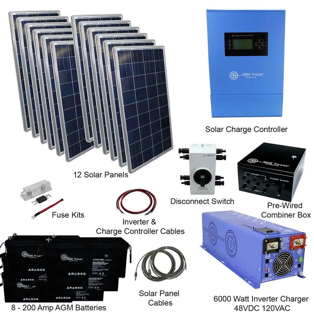 AIMS Power 48VDC Off-Grid Solar Kit | 3960 Watt Solar   6000 Watt Pure Sine Inverter Charger