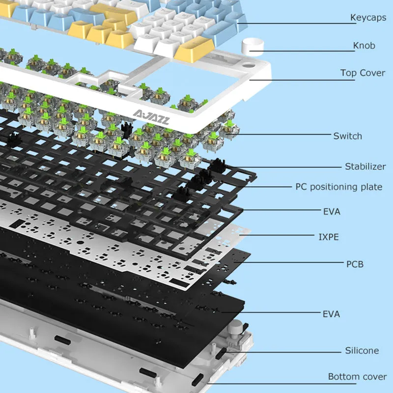 Ajazz AK992 Summer Blue Special Edition Wireless Mechanical Keyboard