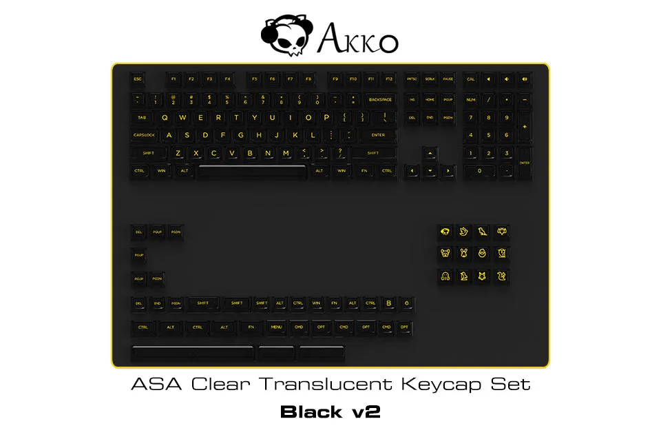 Akko V2 Black Clear Transparent Keycap Set (155-Key)