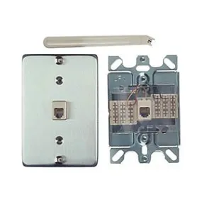 Allen Tel AT630AIP-4 Wall Phone Outlet Jack, Stainless, 6-Position, 4-Conductor