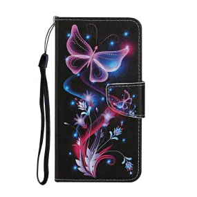 Anymob Samsung Neon Butterfly Flip Wallet Phone Case Leather Stand Function Cover