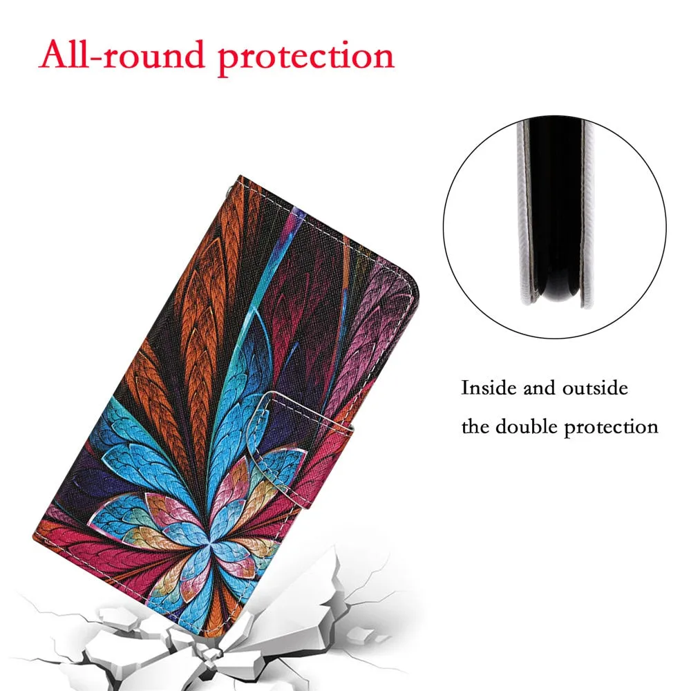 Anymob Samsung Neon Butterfly Flip Wallet Phone Case Leather Stand Function Cover