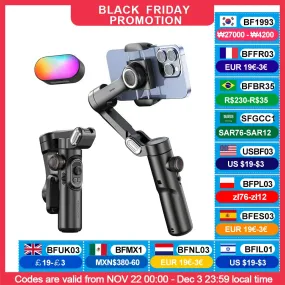 AOCHUAN 3-Axis Handheld Gimbal Stabilizer for Smartphone with Fill Light for iPhone Android Face Tracking Tiktok Vlog Smart XE