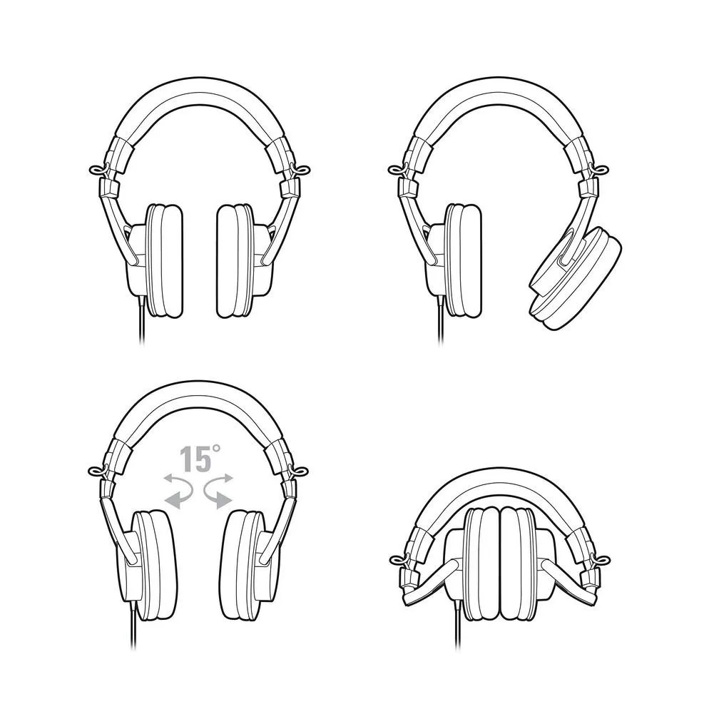 Audio Technica ATH-M30X Fixed Cable Monitoring and Tracking Headphones