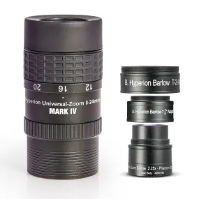 Baader Hyperion 8-24mm Clickstop Zoom Eyepiece MkIV with Hyperion Zoom Barlow 2.25x