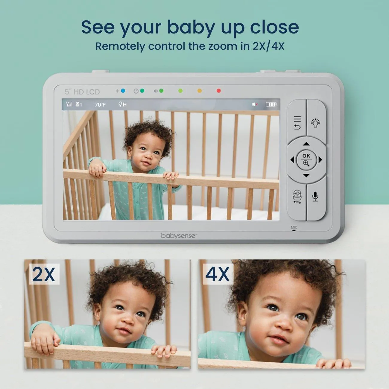 Babysense HDS2 - Video Baby Monitor with 2 HD Cameras, Split Screen, Nightlight & White Noise