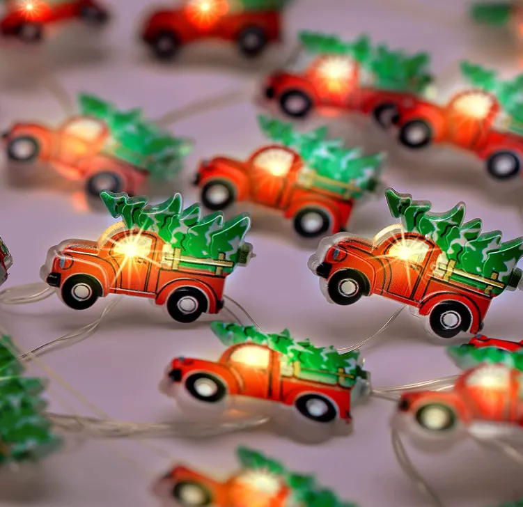 Battery Operated Christmas Red Truck Shaped String Lights