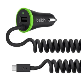 Belkin 3.4A Dual USB Port Boost Up Car Charger with 4-Foot Coiled Micro USB Cable