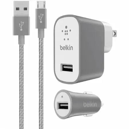 Belkin Car&Wall Charger Combo 2.4A w/Micro USB Cable Gray