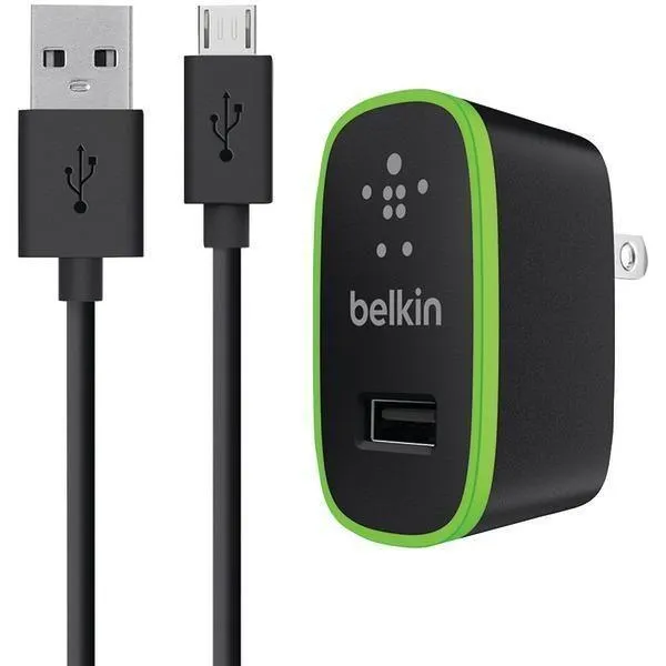 BELKIN F8M667tt04-BLK 2.1-Amp Universal Home Charger with Micro USB Charge & Sync Cable