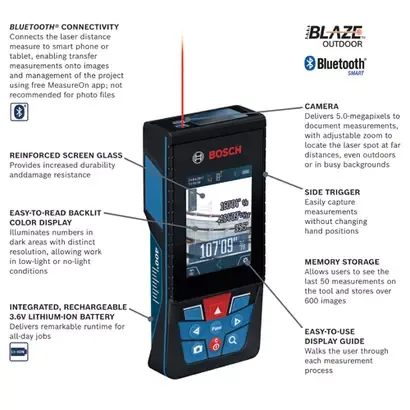 Bosch Blaze Outdoor 400' Connected Lithium-Ion Laser Measure with Camera