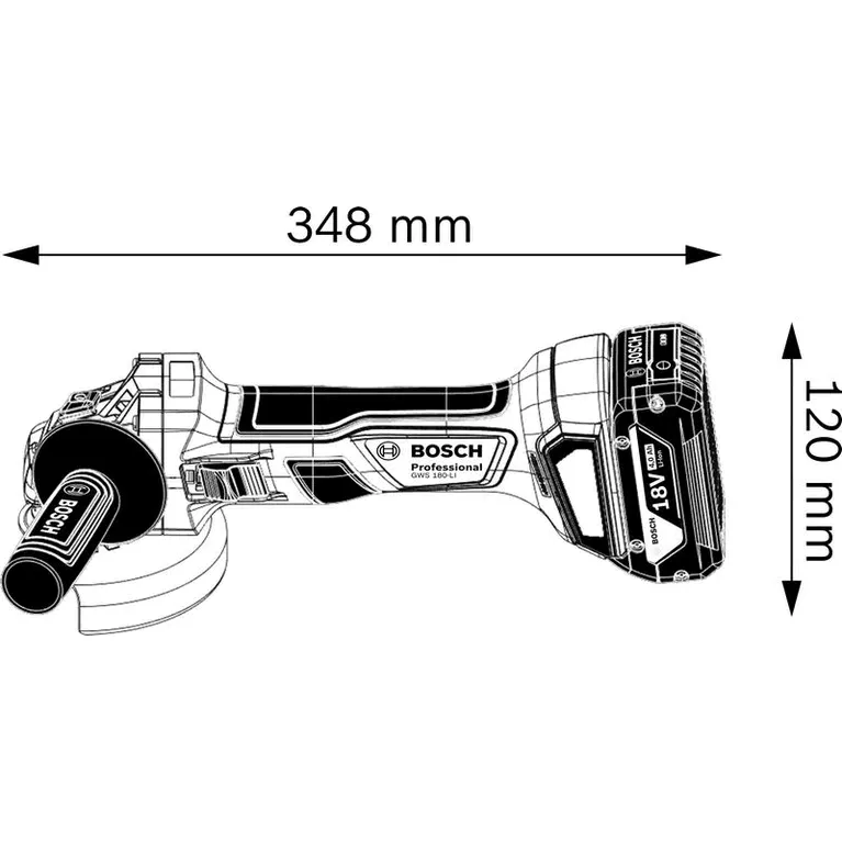 Bosch GWS 180-Li Cordless Brushless Angle Grinder 4" (100mm) 18V [Bare]