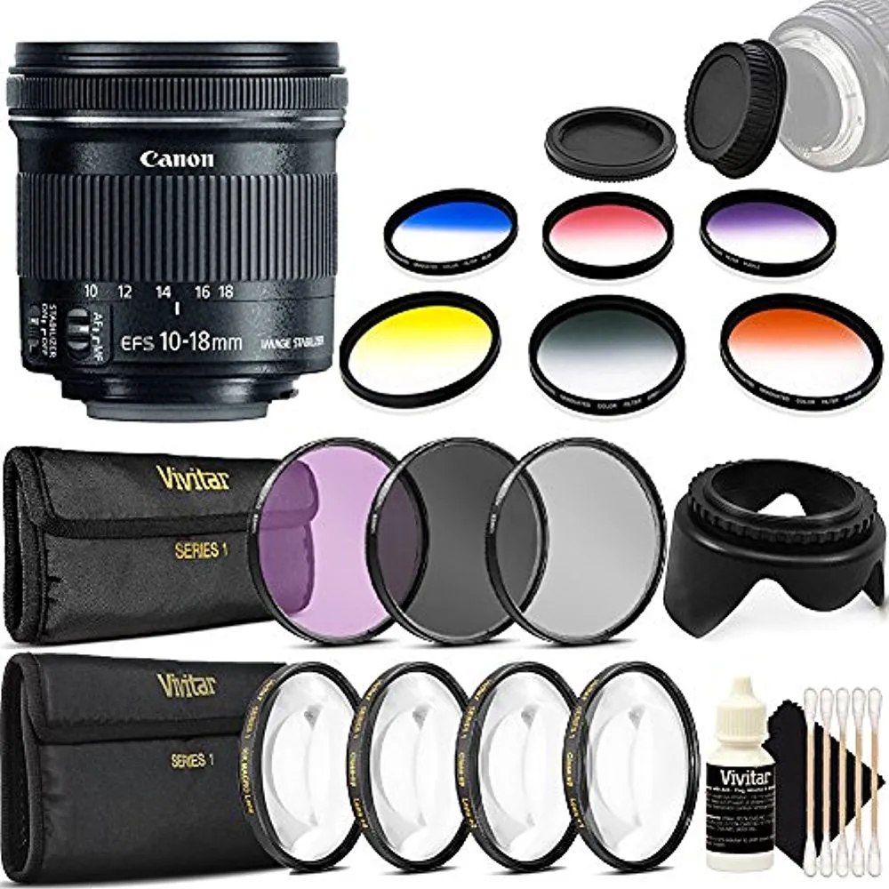 Canon EF-S 10-18mm f/4.5-5.6 IS STM Lens and Ultimate Accessory Kit For Canon DSLR Cameras