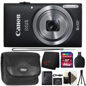 Canon IXUS 185 / ELPH 180 20MP Digital Camera Black with 64GB Accessory Bundle