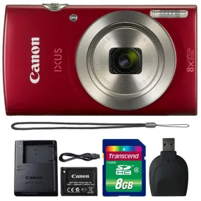 Canon IXUS 185 / ELPH 180 20MP Digital Camera Red with Accessory Kit