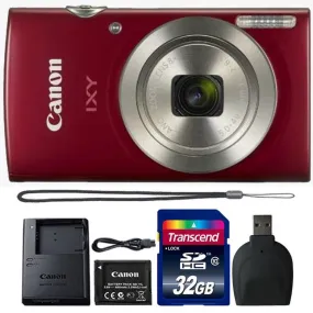 Canon PowerShot IXY 200 / Elph 180 20MP Digital Camera   32GB Best Bundle RED