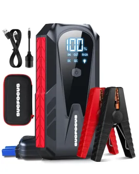 Car Battery Jump Starter, SUCFOCUS Jumper Starter Portable 3000A(for 9.0L Gas or 8.0L Diesel Engine),12V Lithium Jump Box Booster Power Pack LED Lights, QC3.0 Power Bank, Cigarette Adapter