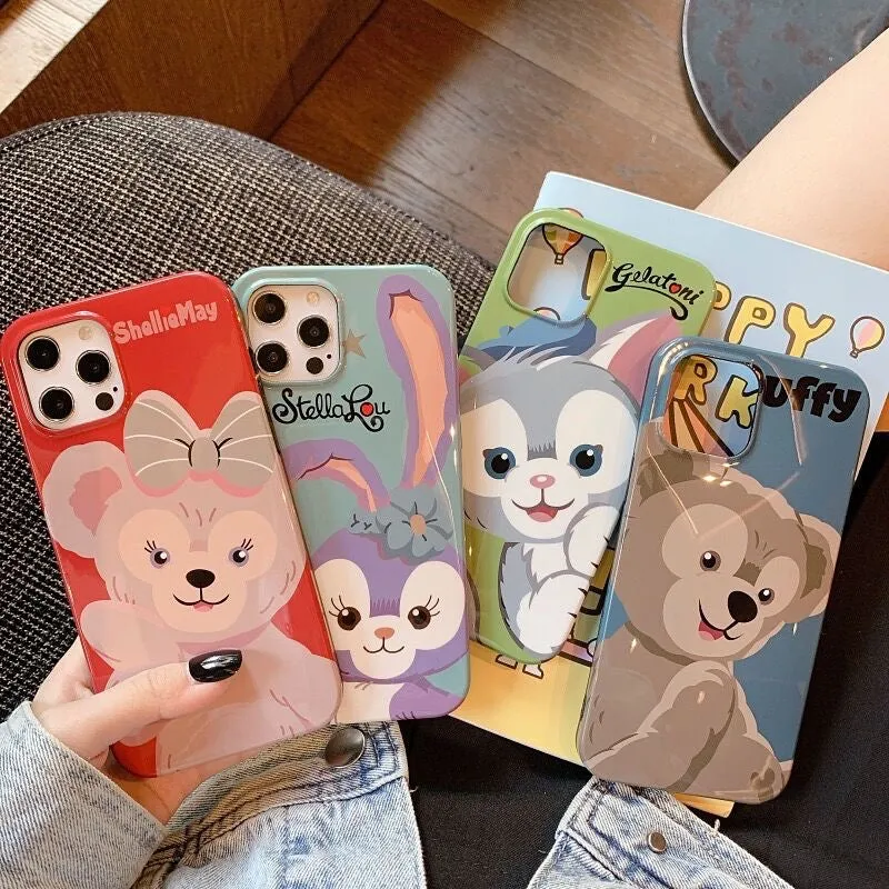 Cartoon Design Cute Teddy Bear Rabbit Cat with friends iPhone Case 11 12 13 14 Pro Promax mini