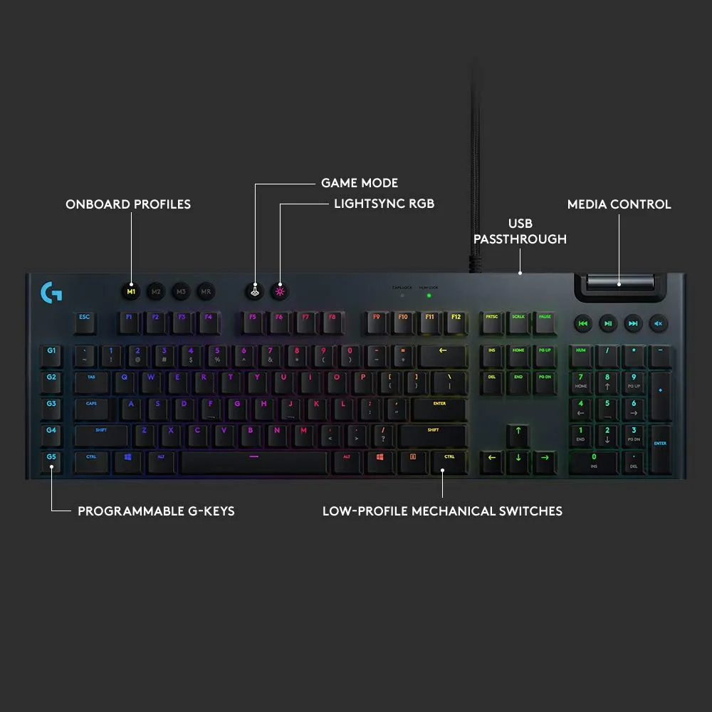 Certified Refurbished - Logitech - G815 LIGHTSYNC Full-size Wired Mechanical GL Linear Switch Gaming Keyboard