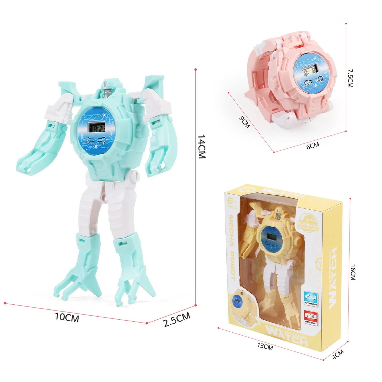 Children Creative Electronic Manual Deformation Watch Robot Toys