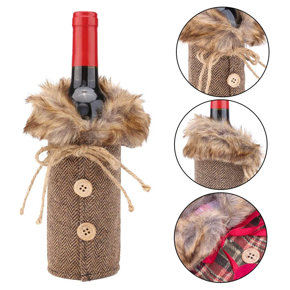 Christmas Outfit Wine Bottle Cover Bag Xmas Party Dinner Table Decor